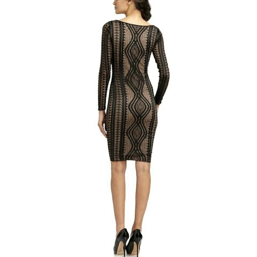 BCBG MAXAZRIA Tanya long sleeve black lace scoop neck bodycon dress Size XXS - Picture 5 of 11
